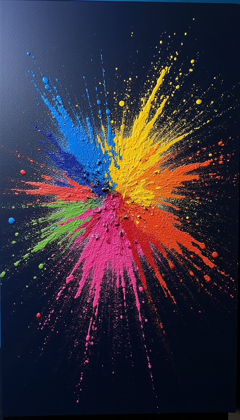 6. Rainbow Splatter & Flick Technique
