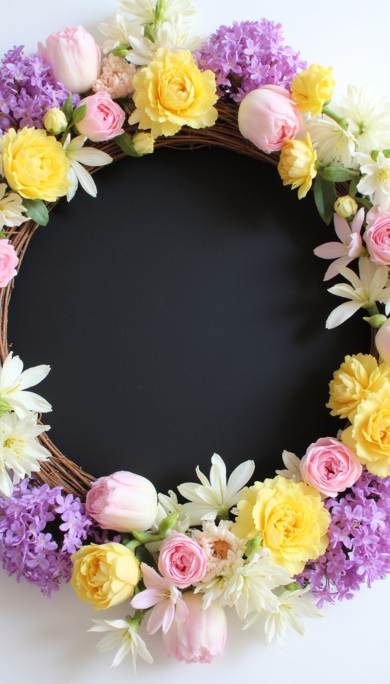 16. Chalkboard & Spring Blooms Wreath