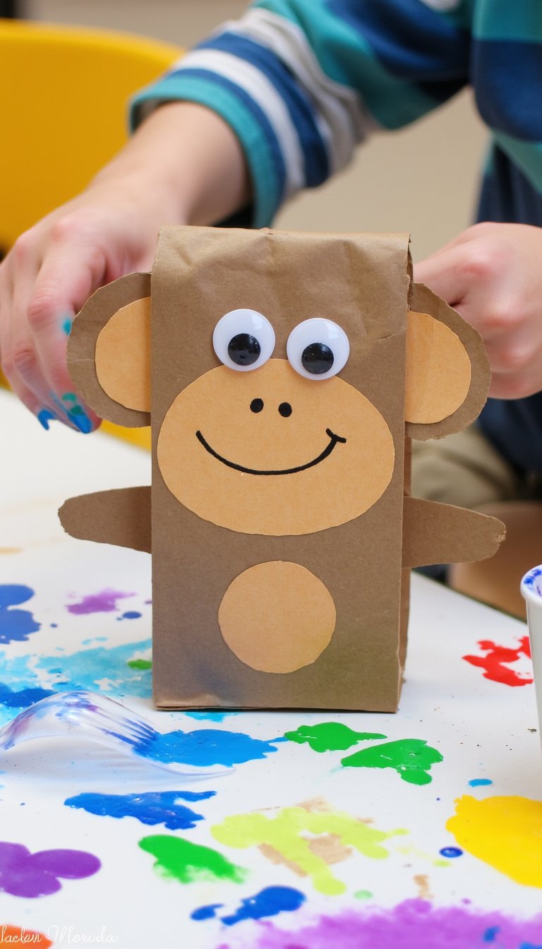8. Paper Bag Monkey Puppet