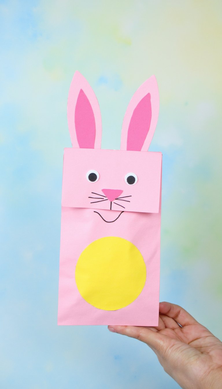 14. Paper Bag Bunny Puppets