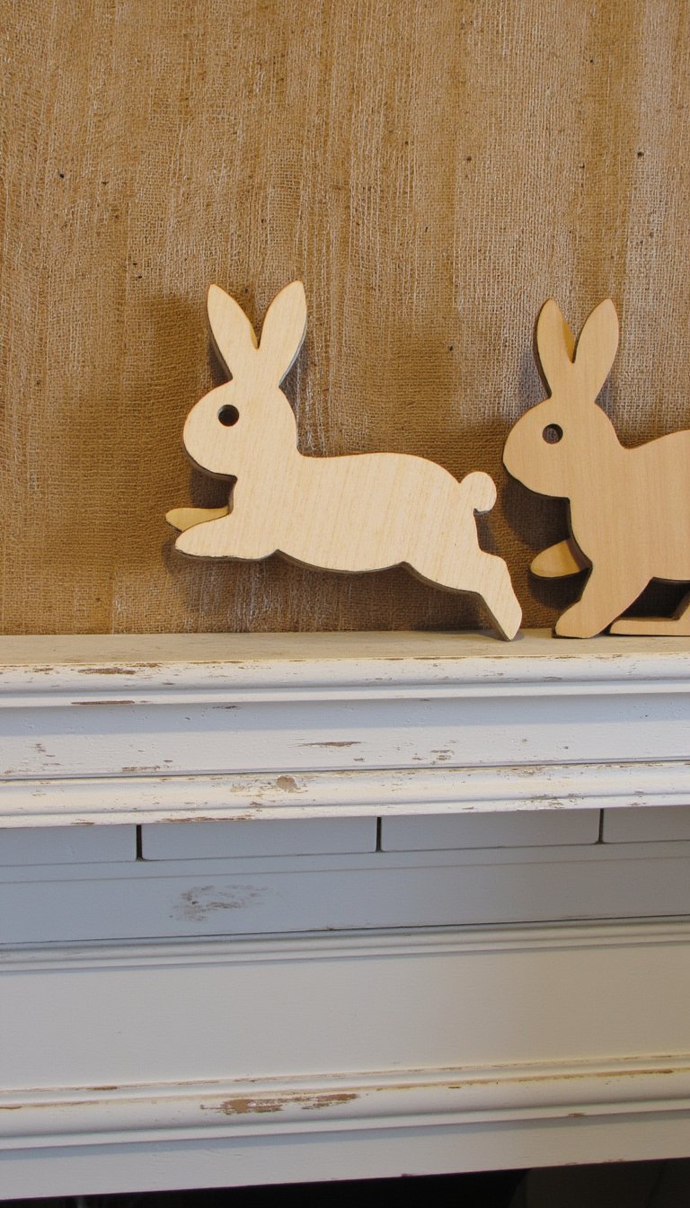 10. Rustic Wooden Cut-Out Bunnies