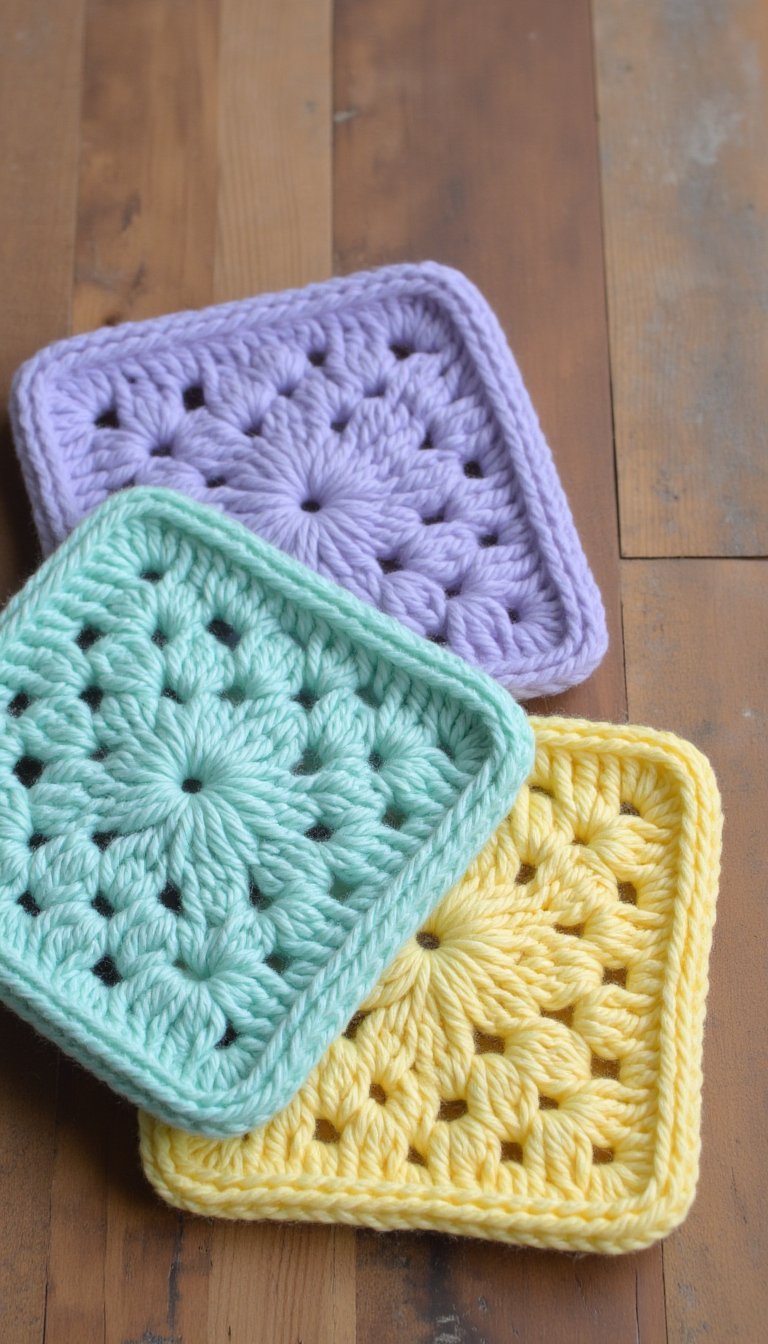 22. Crochet Granny Square Coasters
