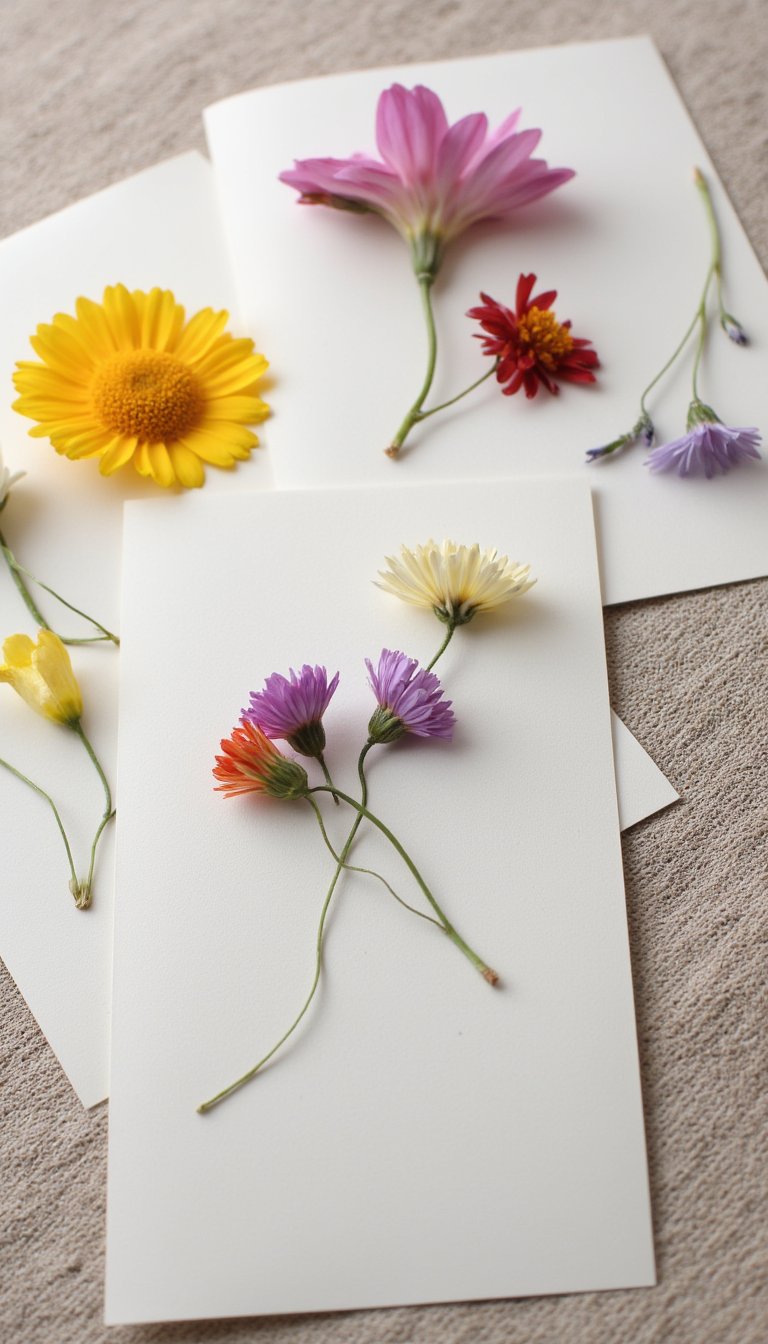 21. Pressed Flower Bookmarks or Cards