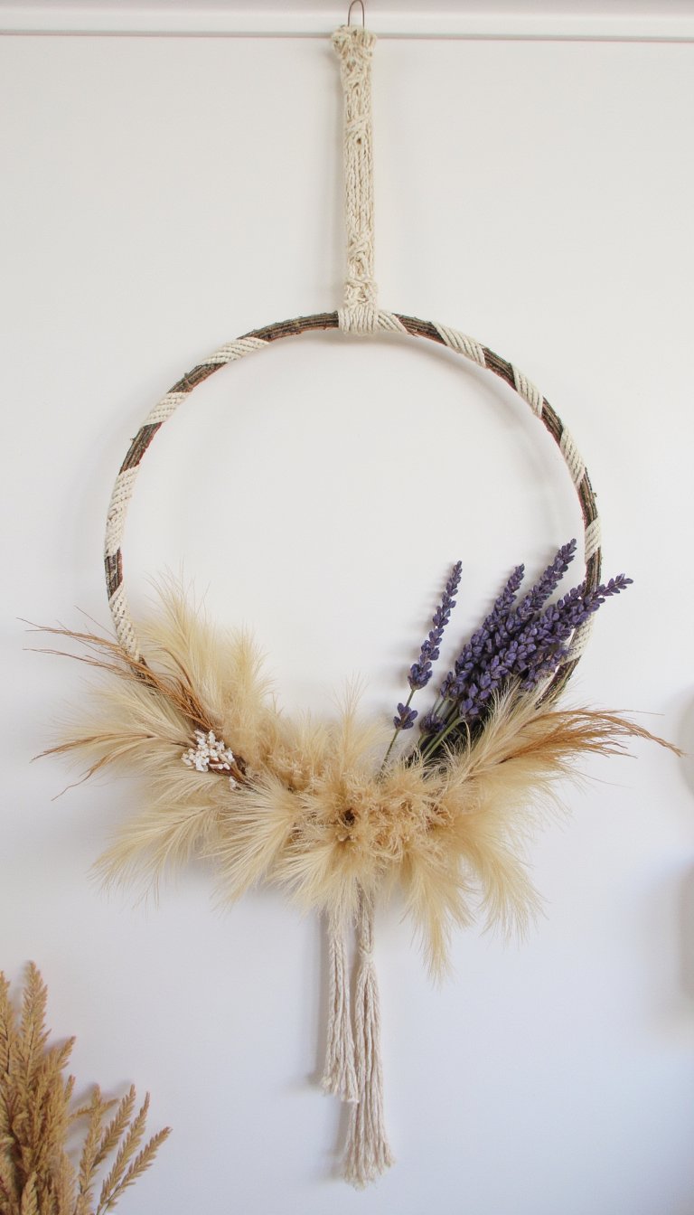 20. Macramé Hoop & Pampas Wreath
