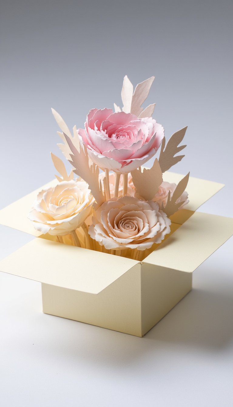 10. Pop-Up Box Card with 3D Flowers