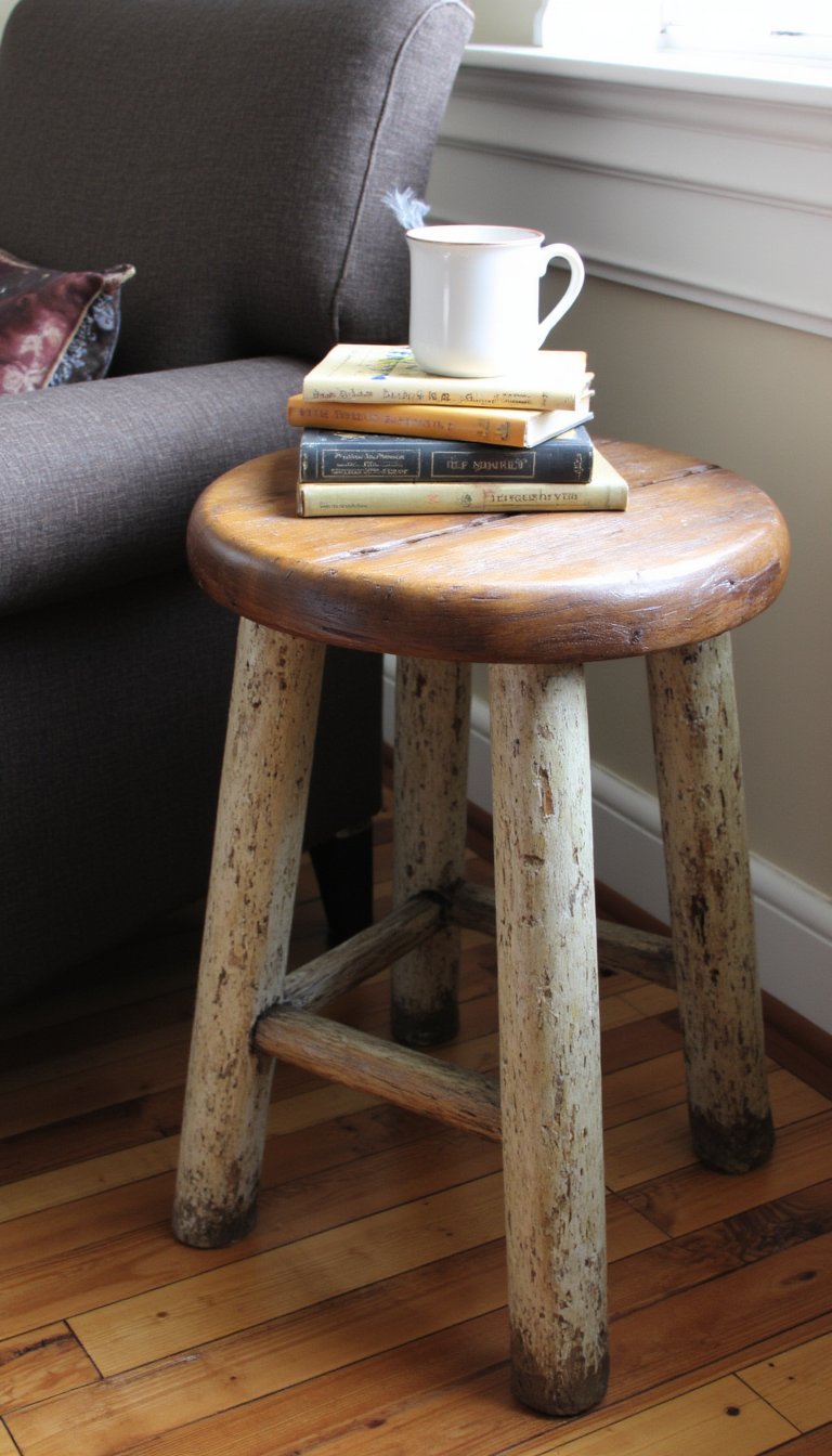 5. Upcycled Milking Stool Side Table