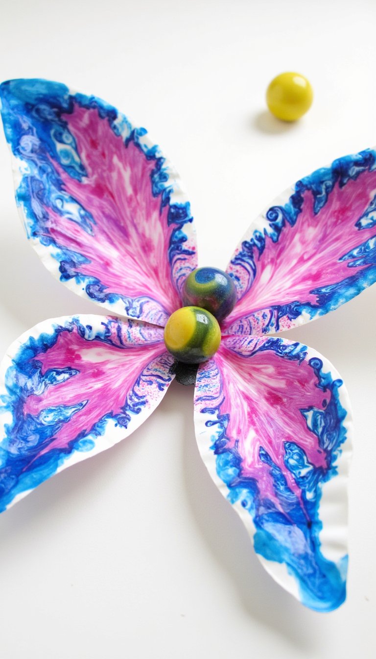 6. Paper Plate Swirling Marble Butterfly