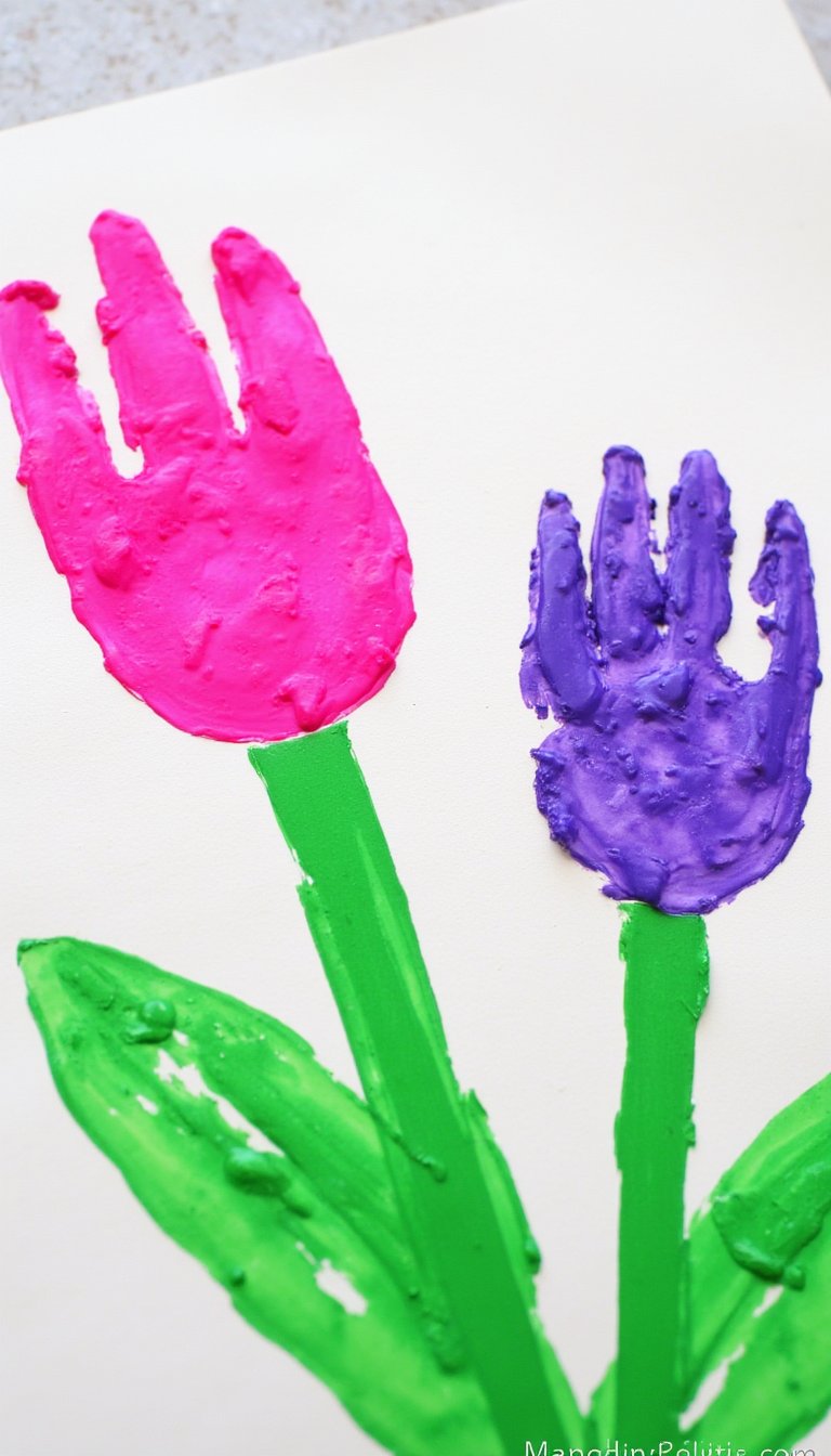 1. Fork-Printed Tulips