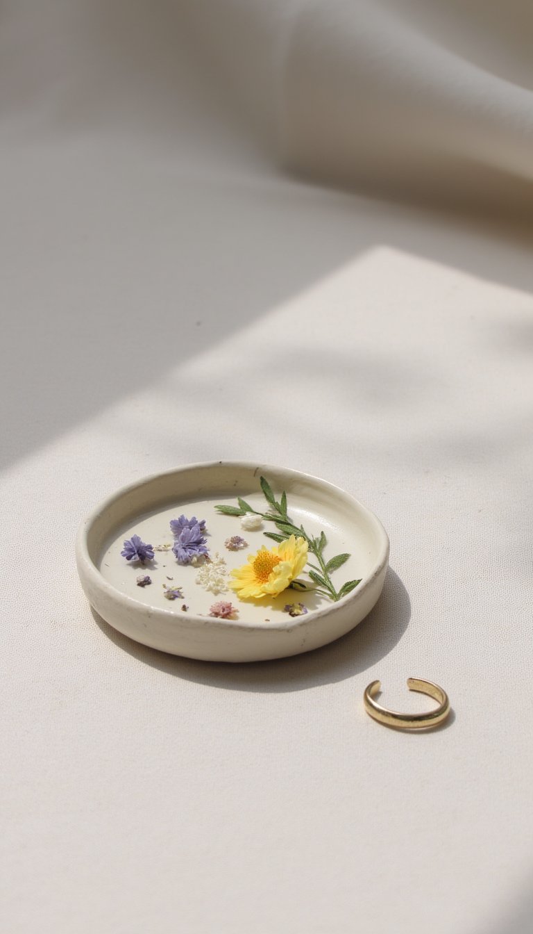 9. Pressed Flower Clay Ring Dish