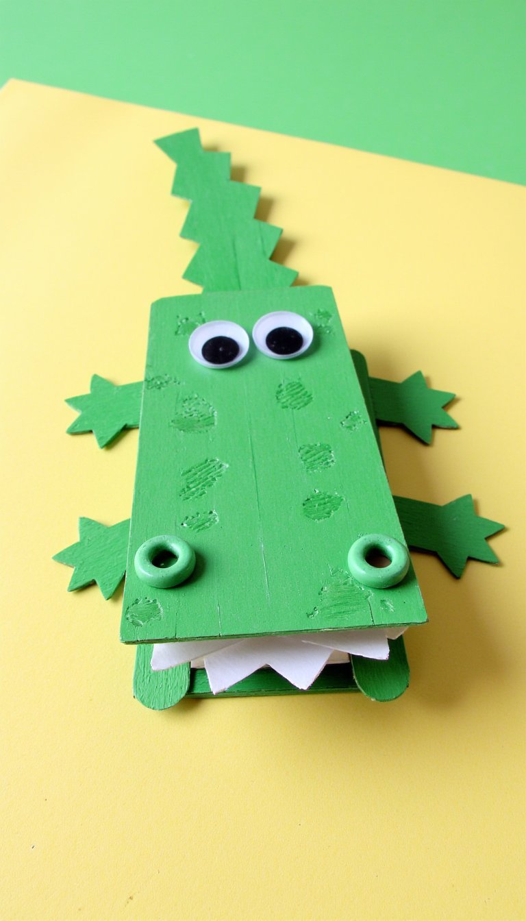3. Popsicle Stick Crocodile