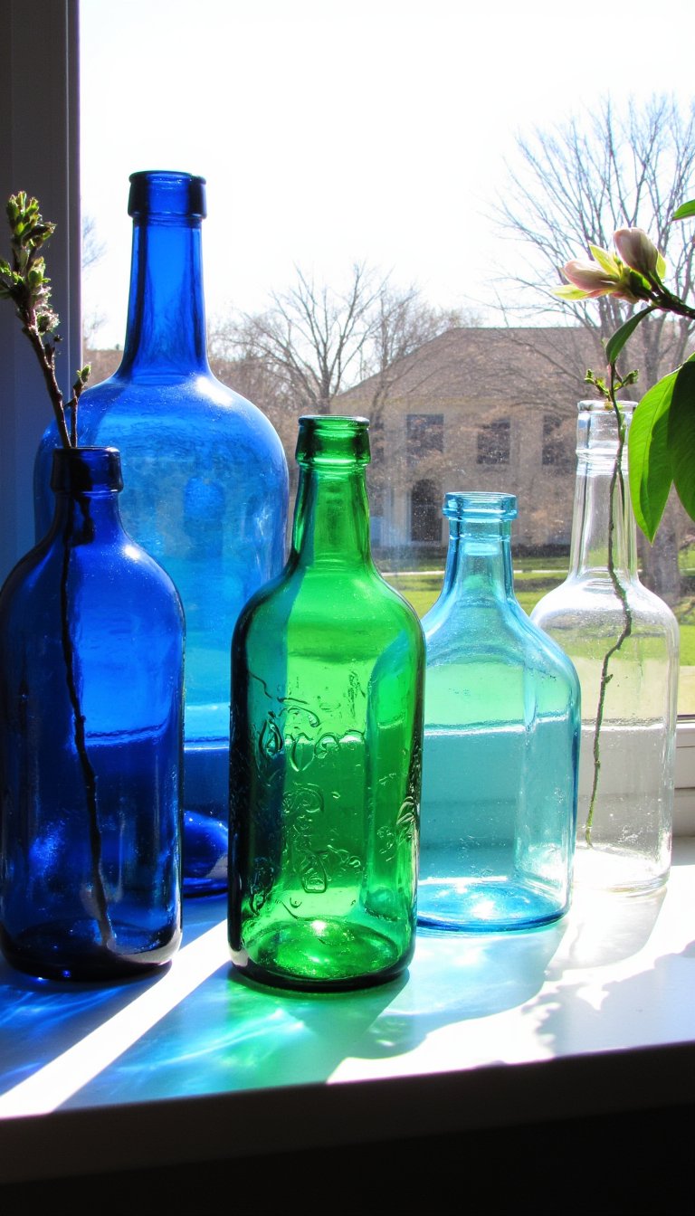 11. A Collection of Glass Bottles in a Window