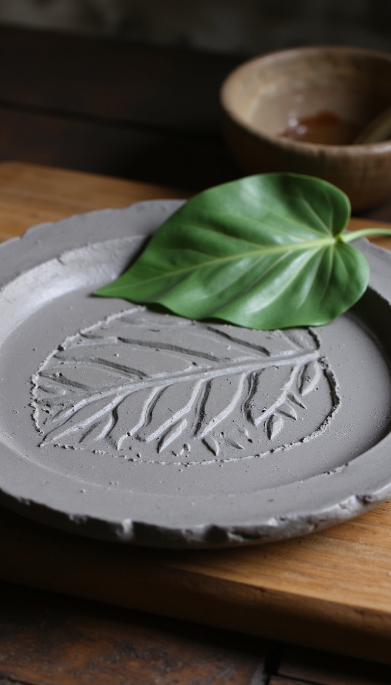 18. Leaf Print Clay Dishes