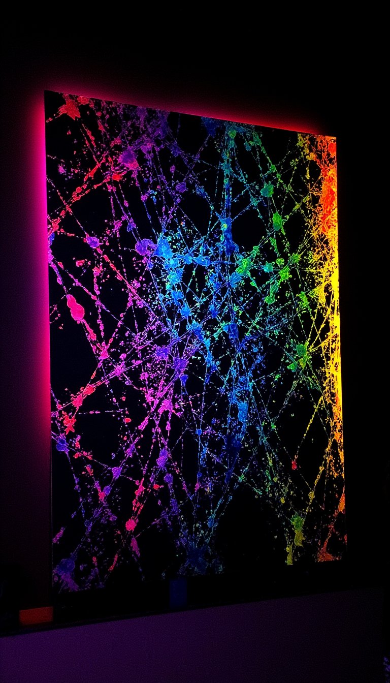 9. Black Canvas with Neon Rainbow