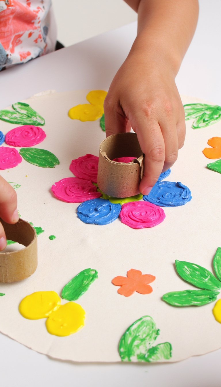17. Toilet Roll Stamp Flowers