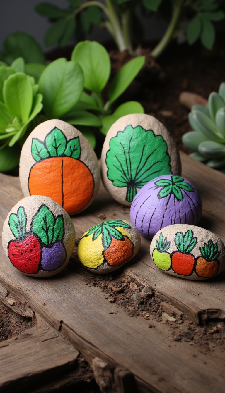 7. Painted Rock Garden Markers