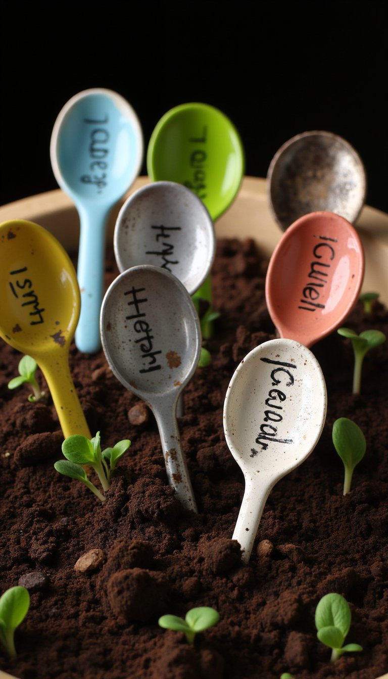 25. Painted Vintage Spoon Garden Markers