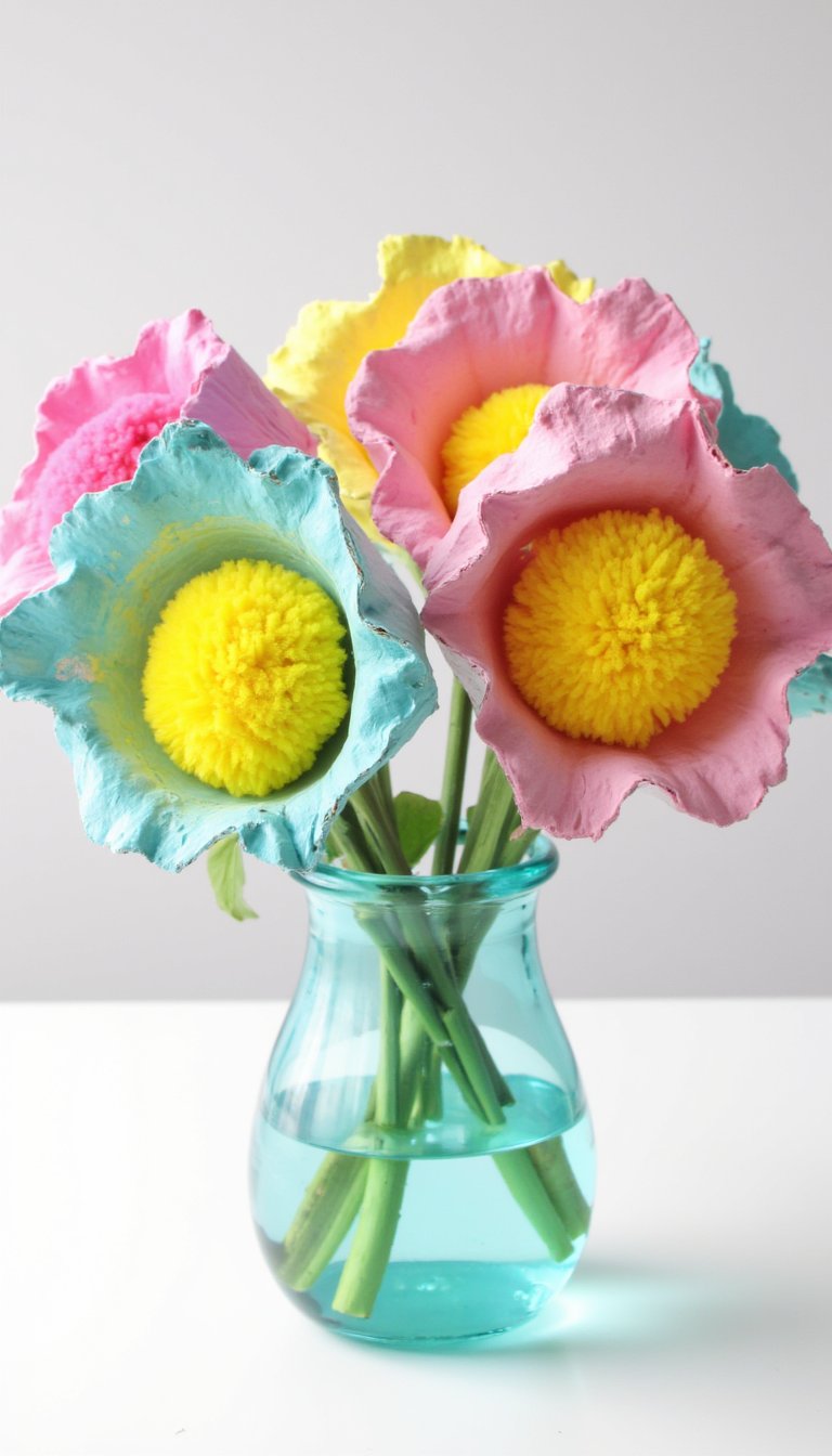 10. Easter Egg Carton Flowers