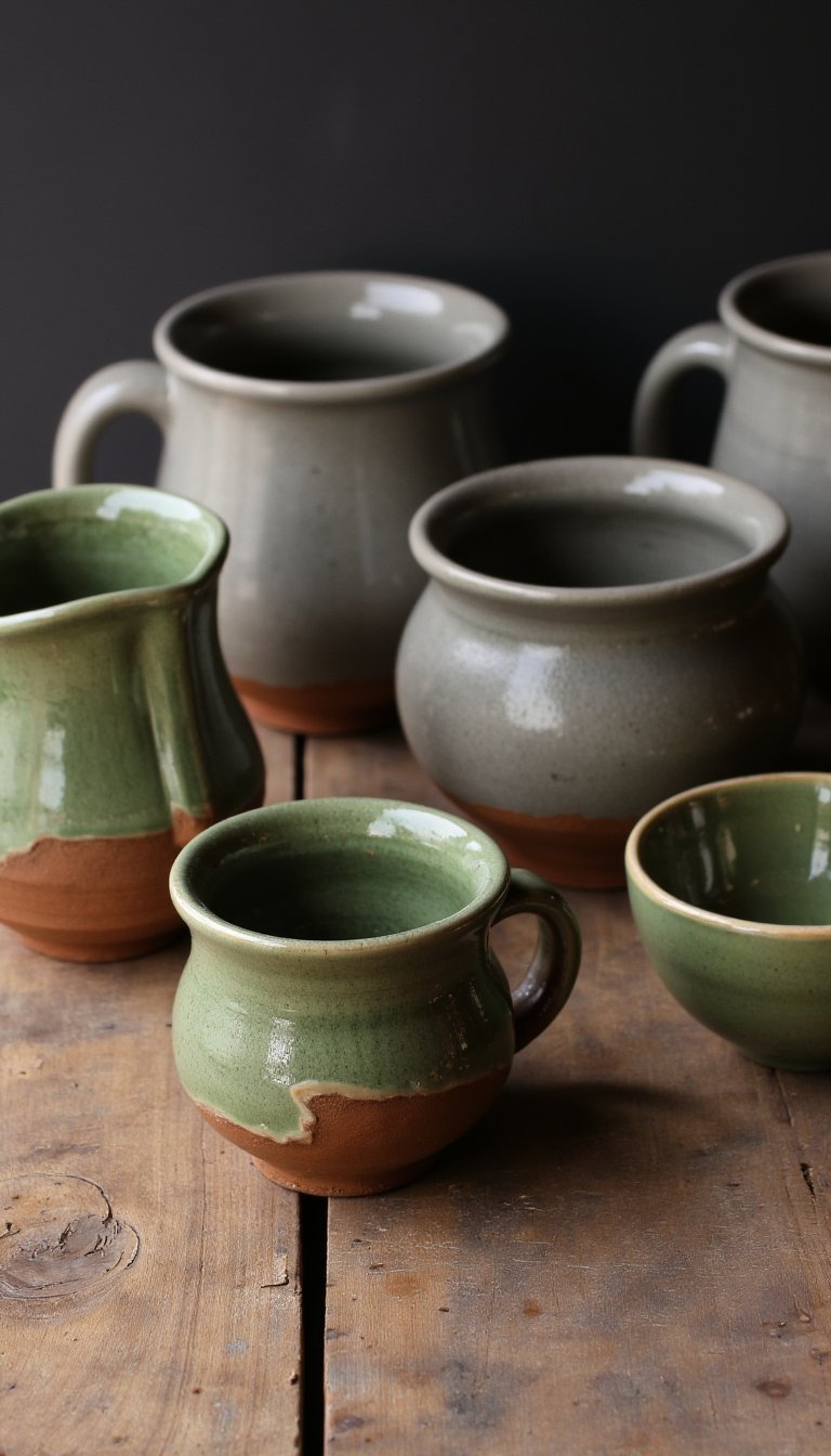 9. A Display of Hand-Thrown Pottery