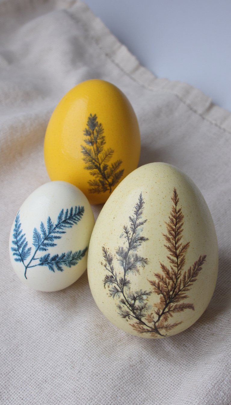3. Botanical Print Eggs with Natural Dyes