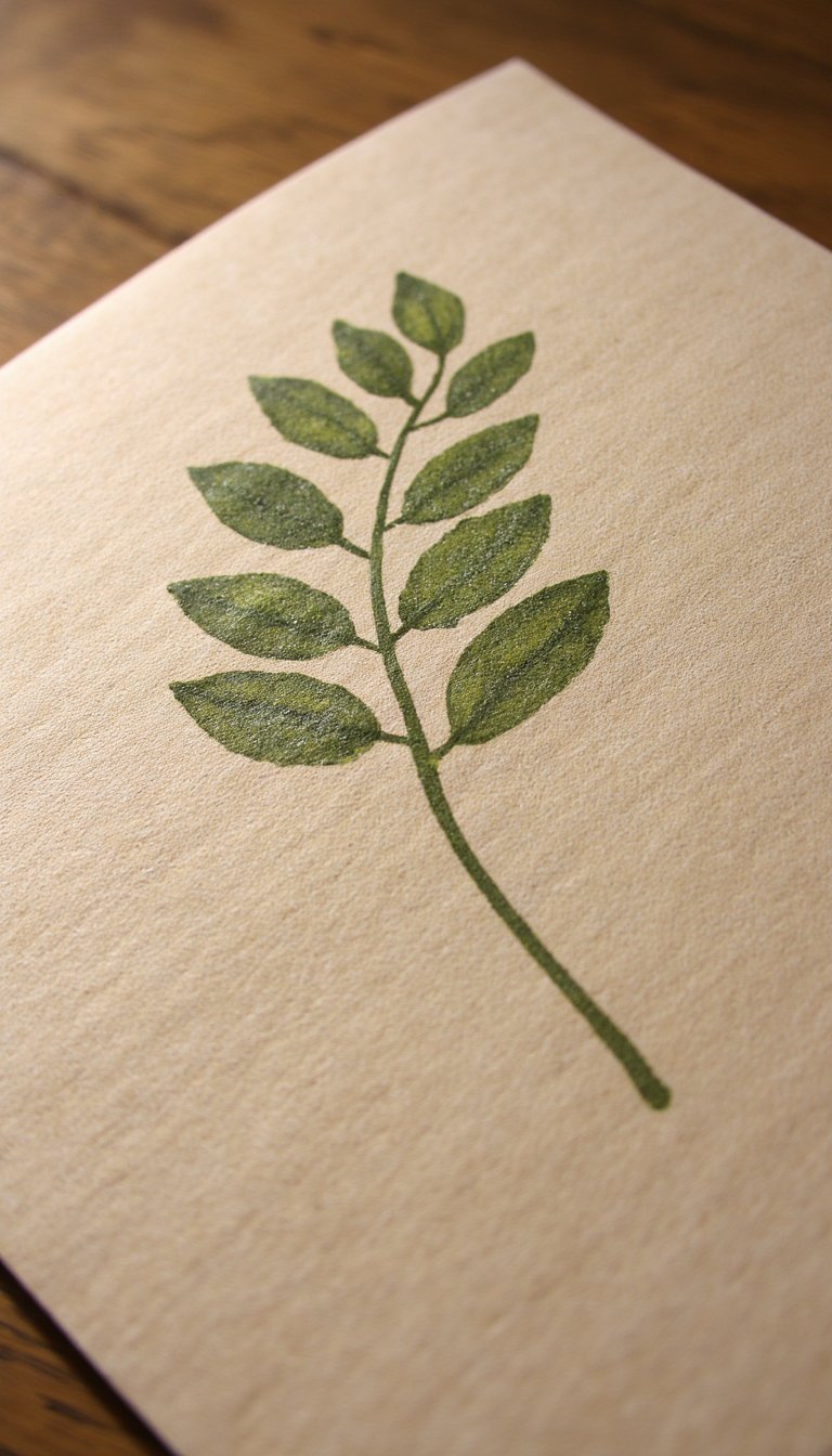 26. Leaf-Printed Linen Card