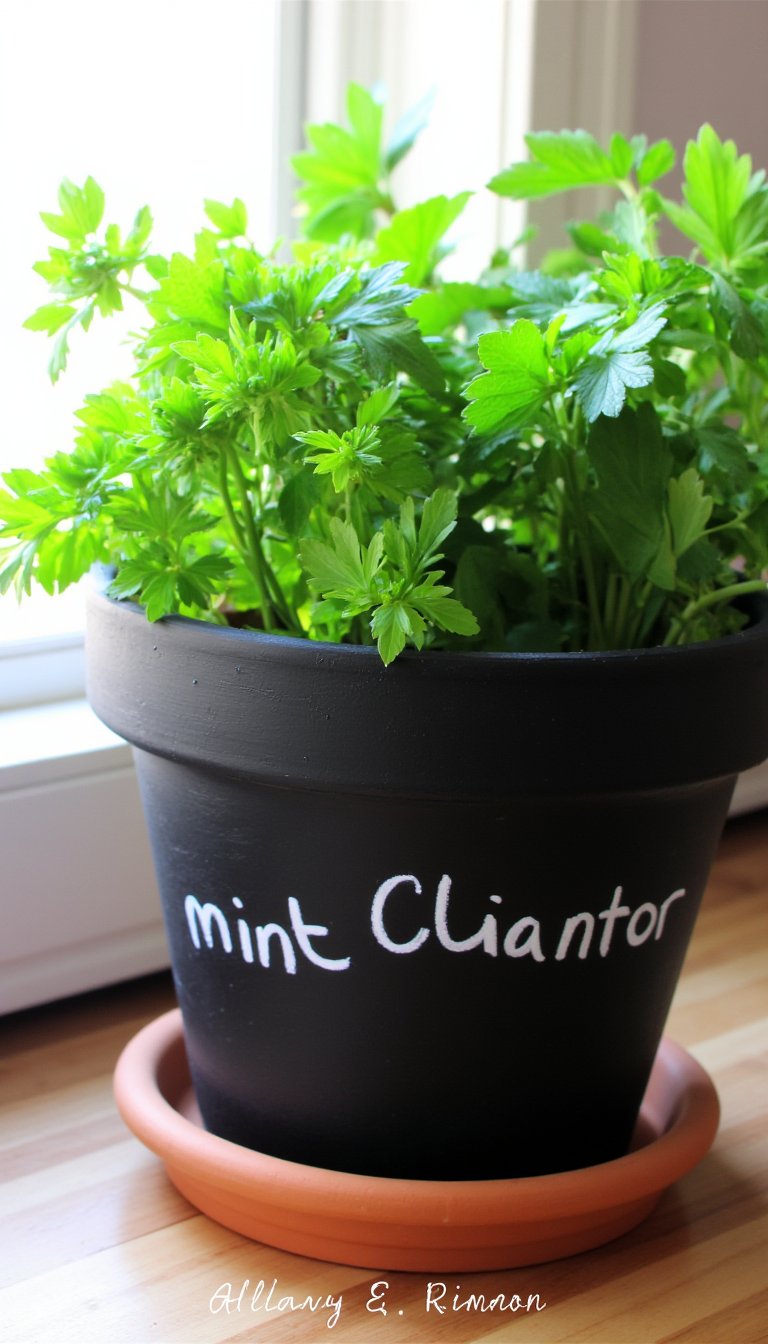 15. A Chalkboard Herb Garden Pot