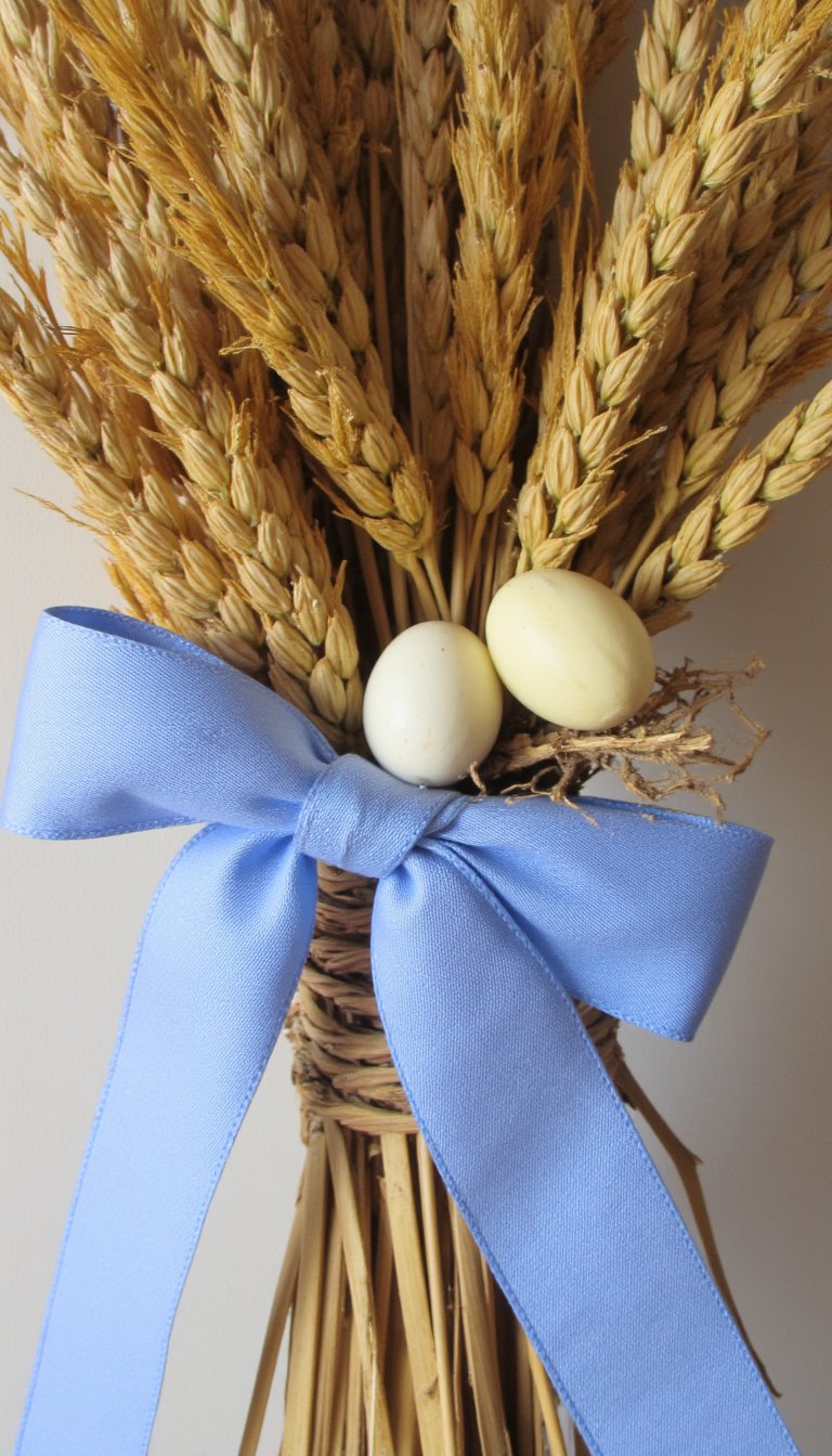 17. Gingham Ribbon & Wheat Wreath
