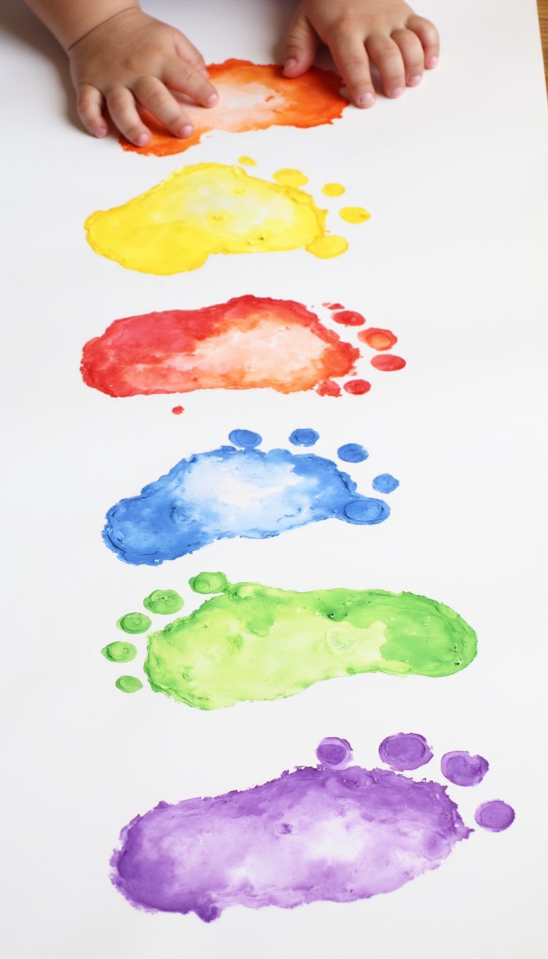 16. Rainbow Footprint Hopscotch