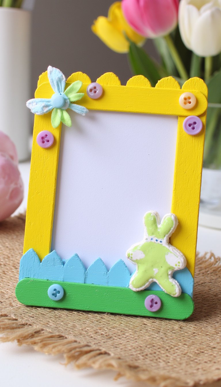 15. Popsicle Stick Easter Picture Frames