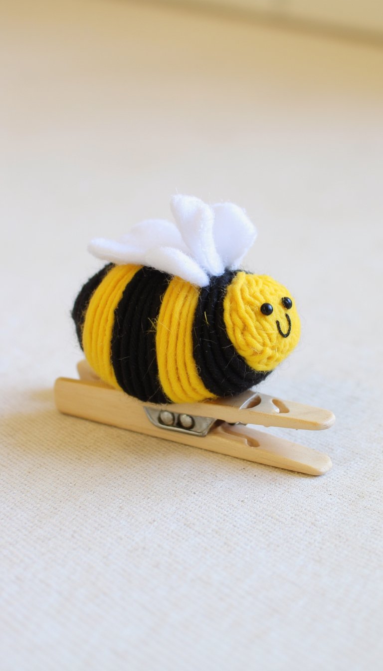 8. Clothespin and Yarn Bumble Bees
