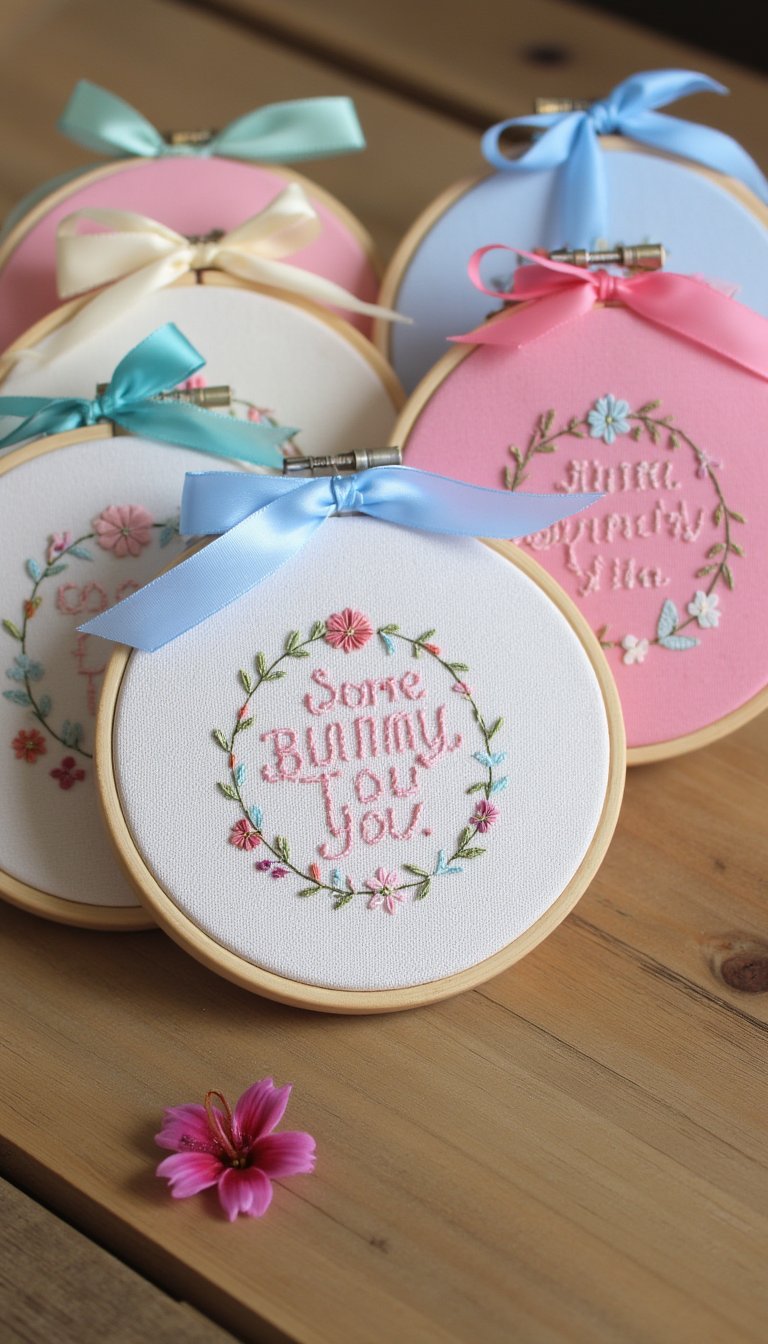 6. "Some Bunny Loves You" Embroidery Hoops