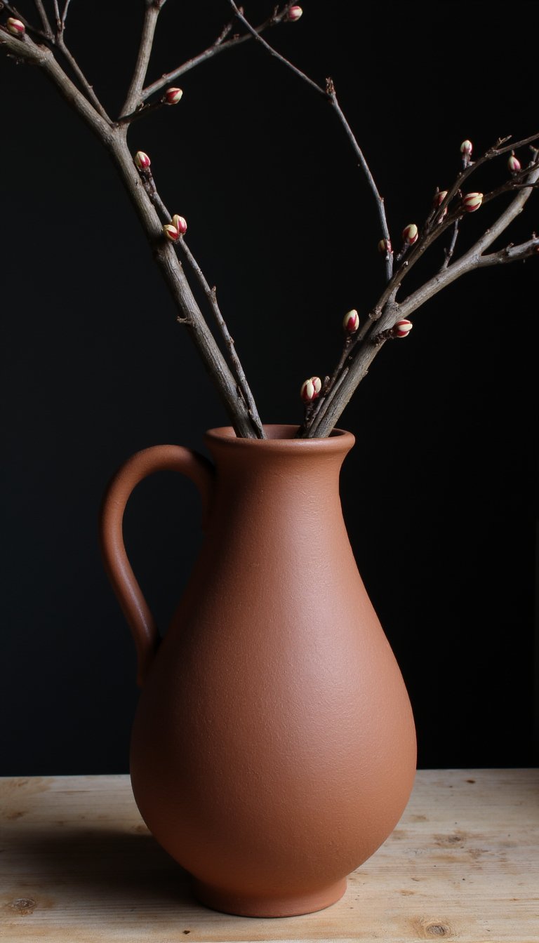 7. A Stoneware Pitcher Filled with Bare Branches