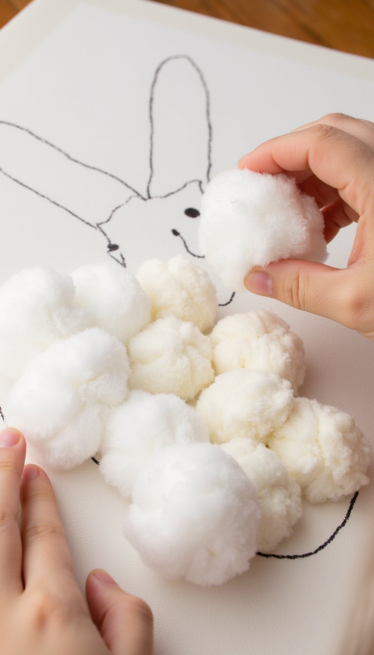 3. Cotton Ball Bunny Canvas