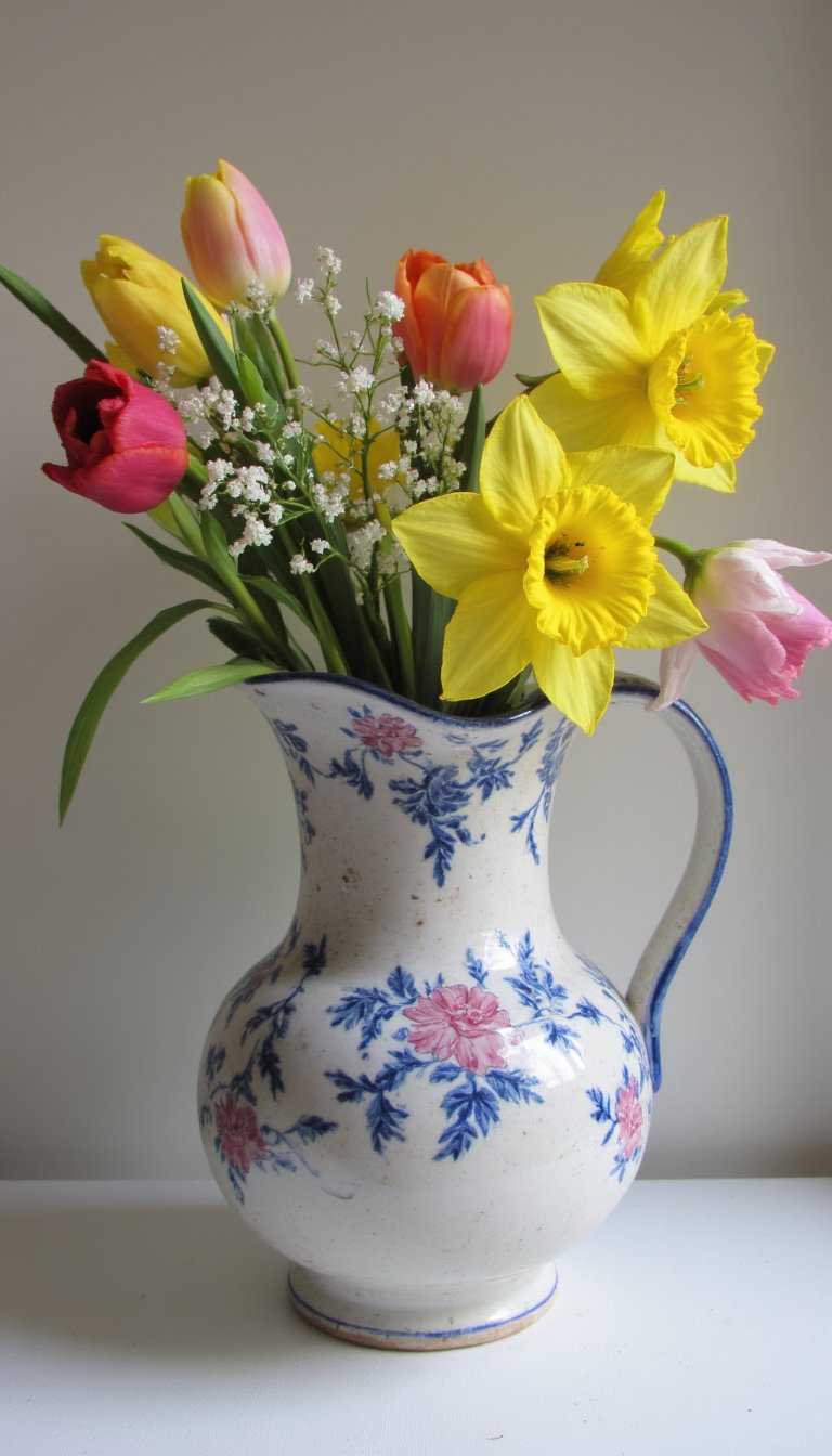 1. The Quintessential Floral Transferware Pitcher
