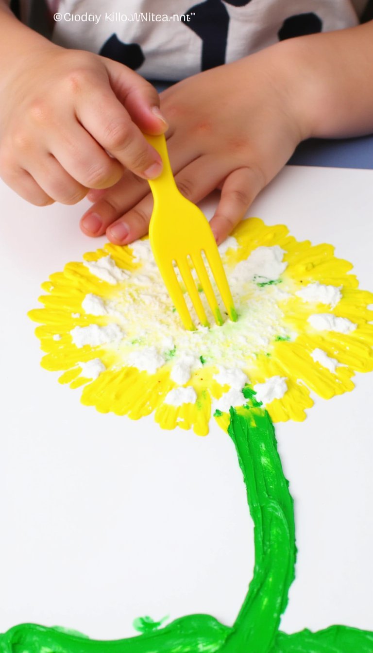 10. Fork-Painted Dandelions