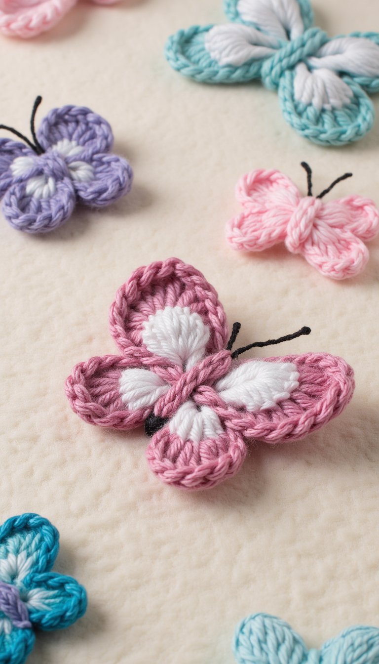 12. Crocheted or Knitted Butterfly Appliqués