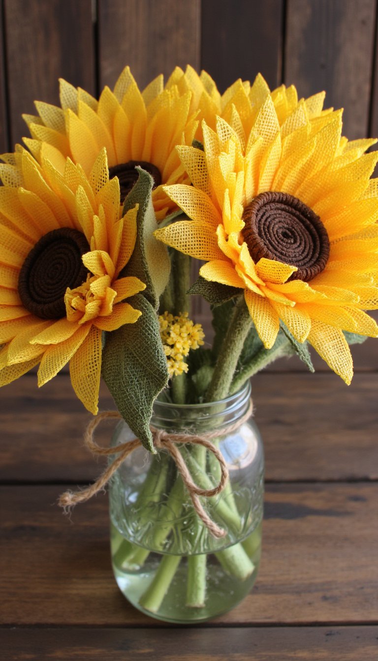 8. Rustic Burlap Sunflowers