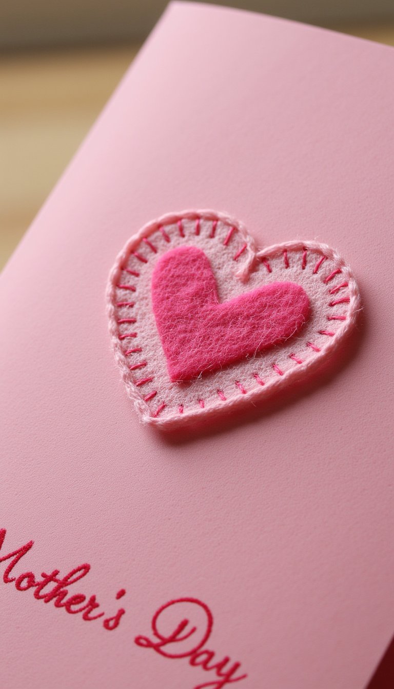 4. Hand-Stitched Felt Heart Card
