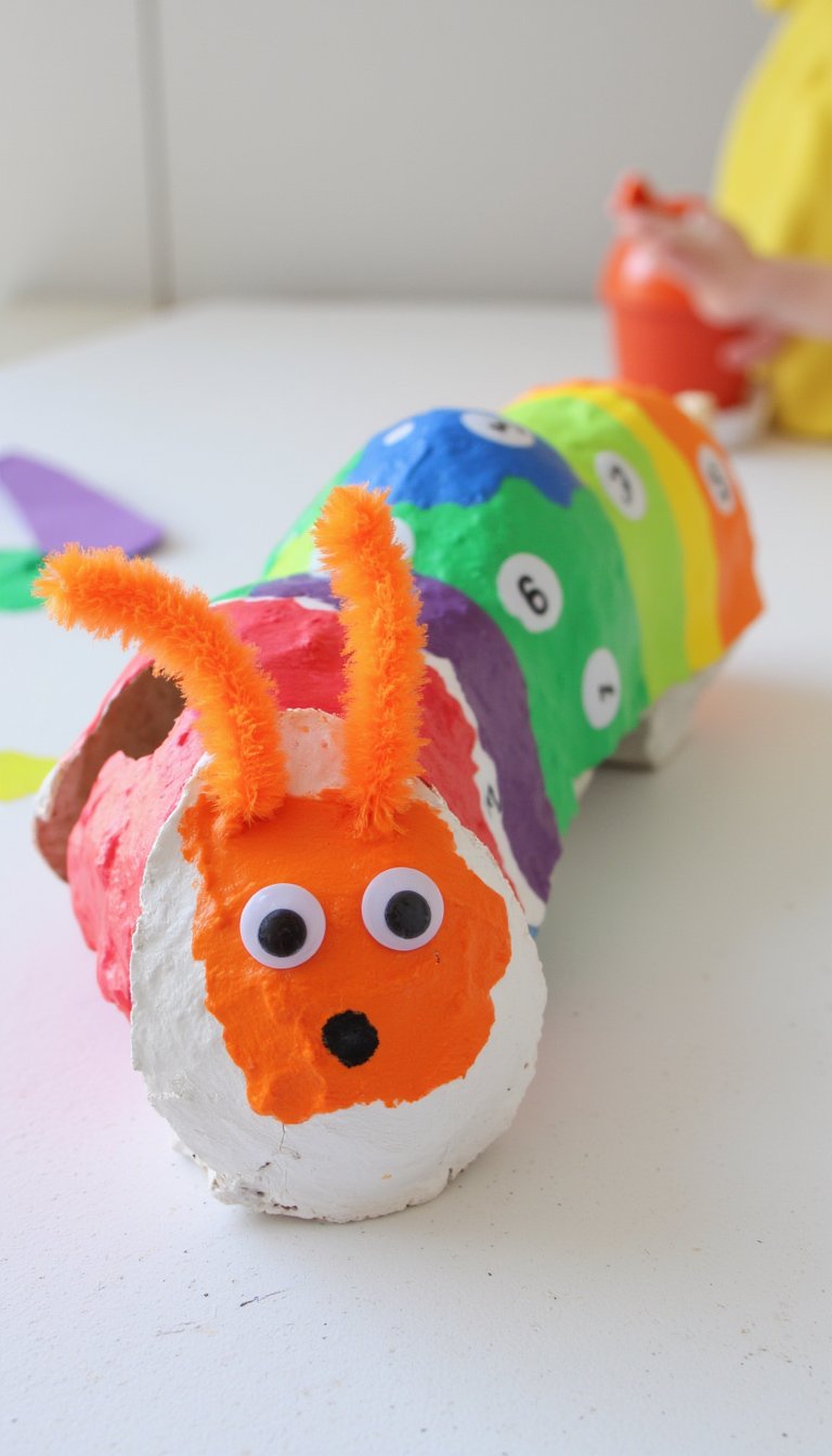 3. Egg Carton Caterpillar Crawl