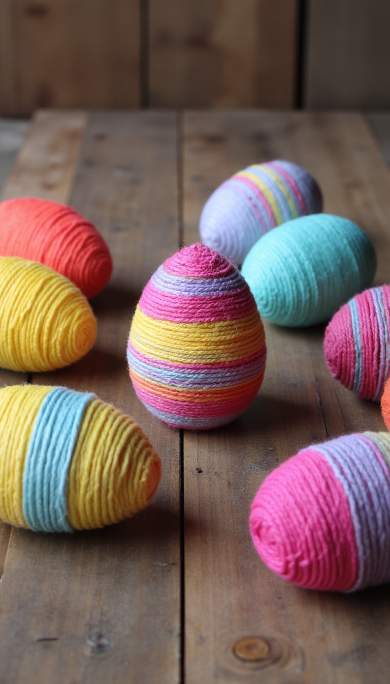 4. Yarn-Wrapped Easter Eggs