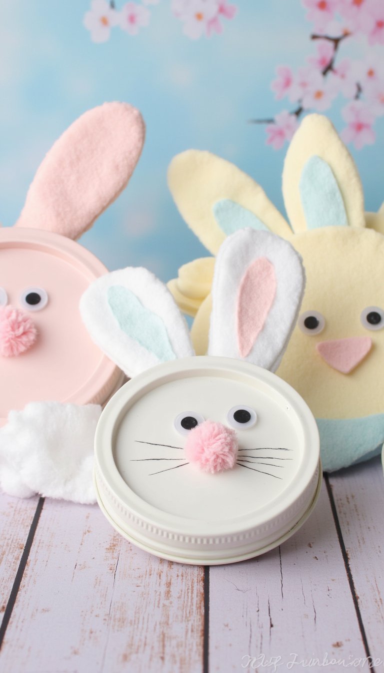 17. Mason Jar Lid Bunnies