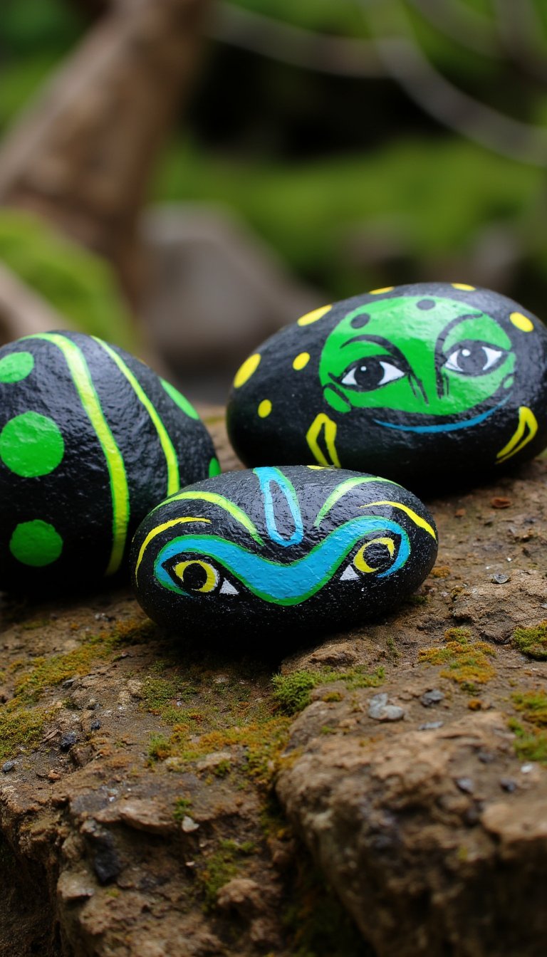 9. Rock Painting: Poison Dart Frogs