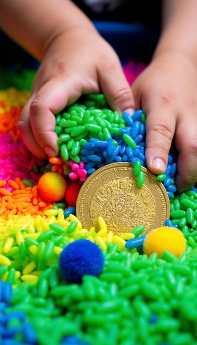 4. Rainbow Rice Sensory Bin