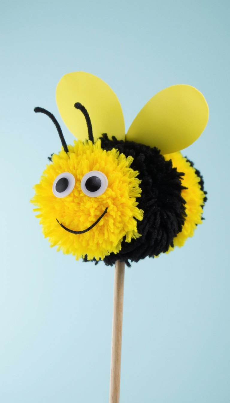 14. Puffy Paint Bee on a Stick