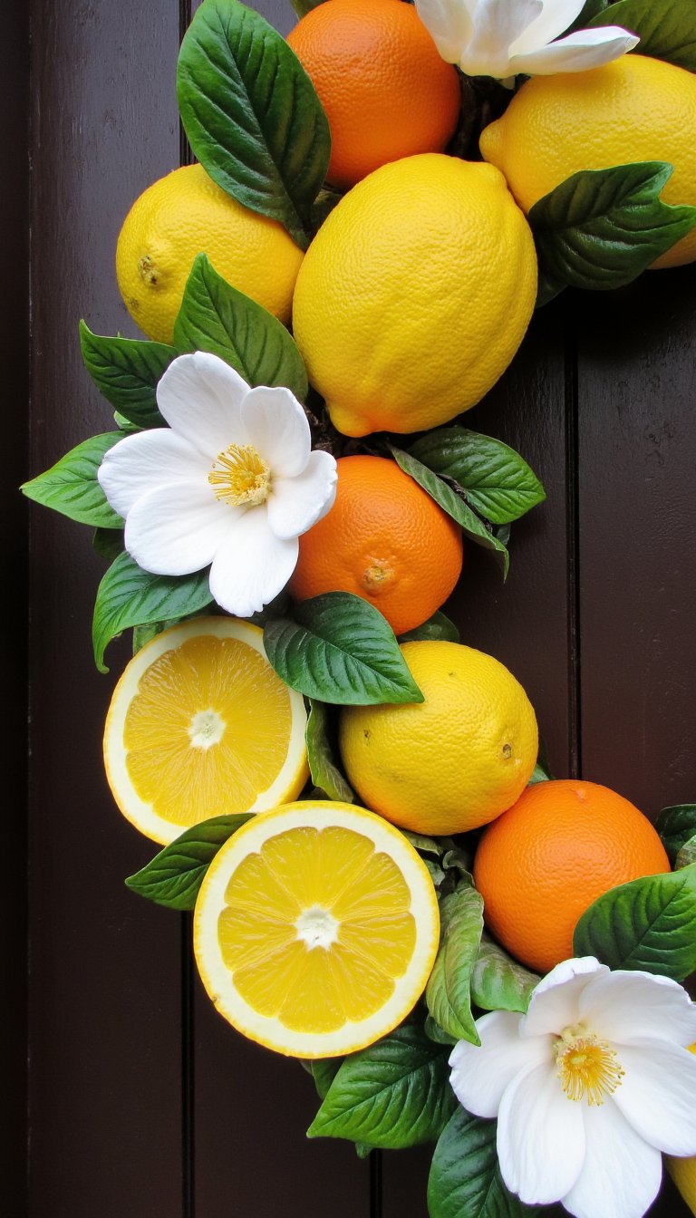 5. Oversized Faux Citrus & Lemon Wreath