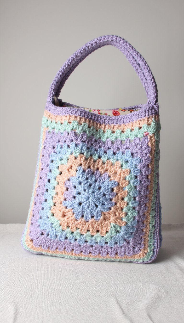 8. A Classic Granny Square Tote (But Make It Pastel)