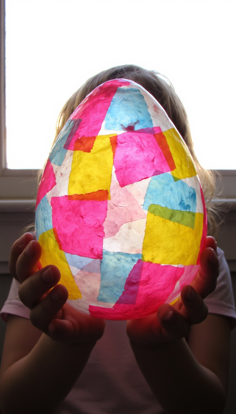 16. Tissue Paper "Stained Glass" Eggs
