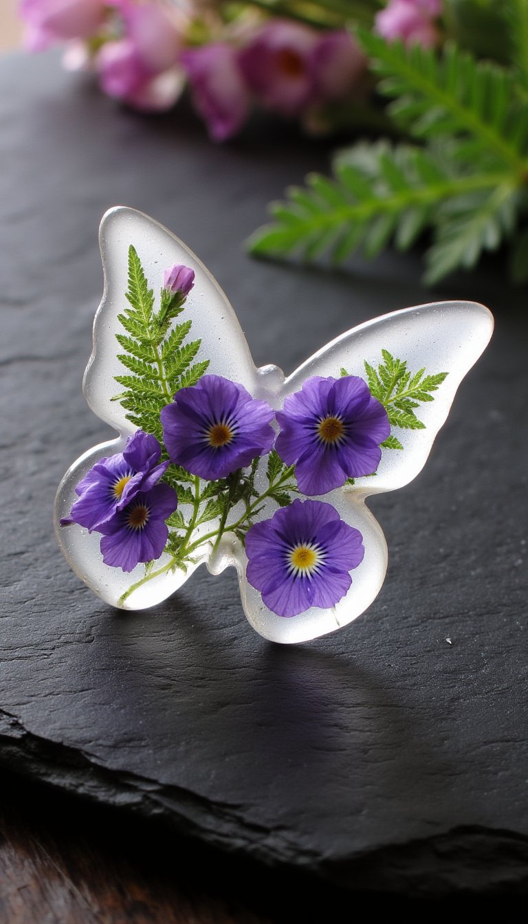 3. Pressed Flower Resin Butterfly Jewelry