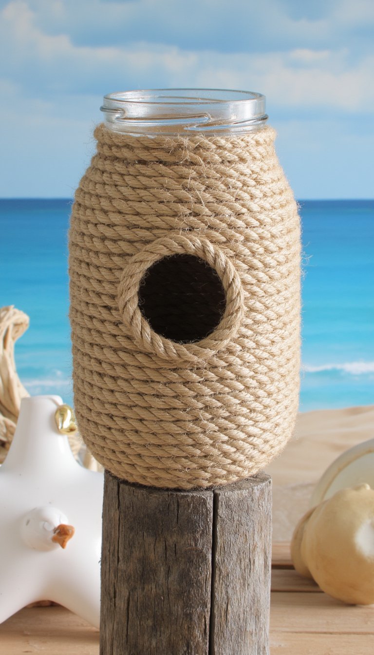 13. Nautical Rope-Wrapped Jar