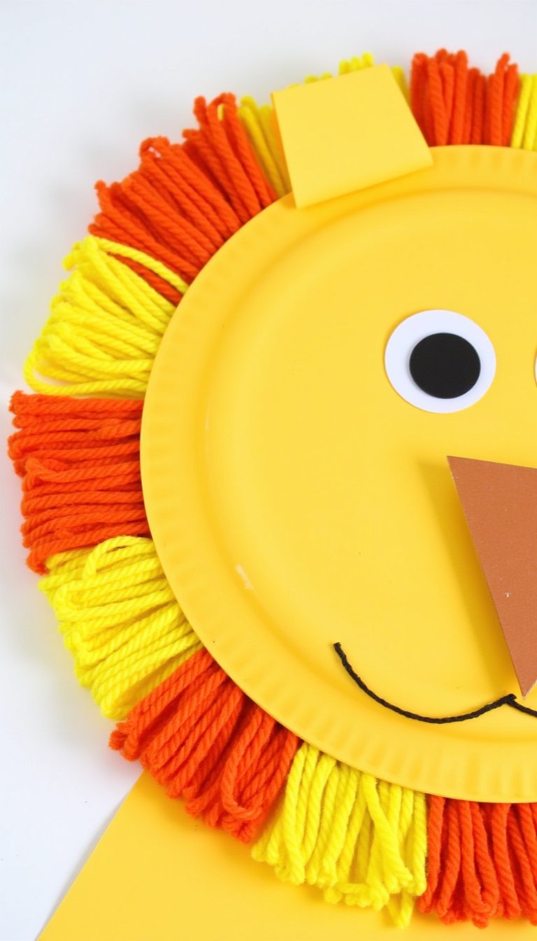 1. Paper Plate Lion with a Yarn Mane