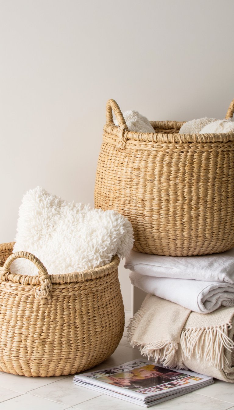 19. A Set of Woven Seagrass Baskets